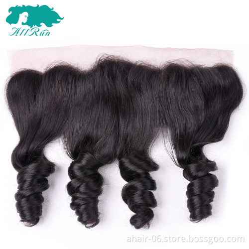 Wholesale excellent quality brazilian virgin human hair bundles black loose wave with lace frontal closure